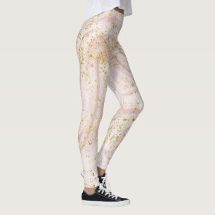 Leggings Paillettes Pink and White Marble
