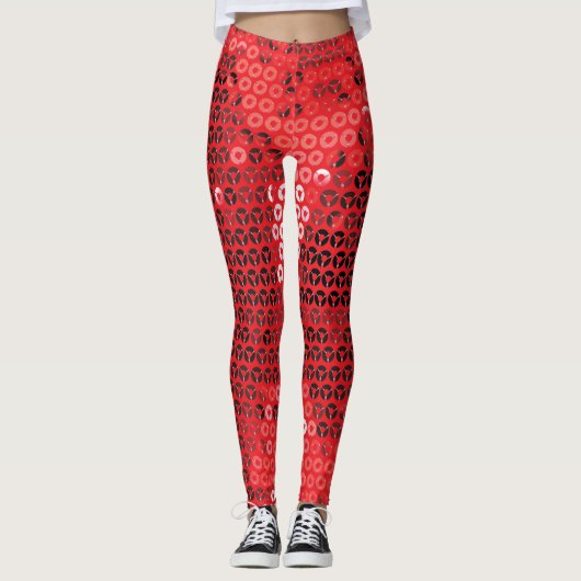 Leggings paillettes rouges brillantes (Devant)
