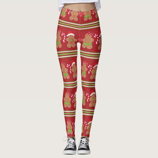 Leggings Pain d'épices Homme Rouge et Vert Rayures horizont (Devant)