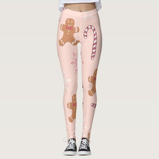 Leggings pain d'épices rose Noël (Devant)