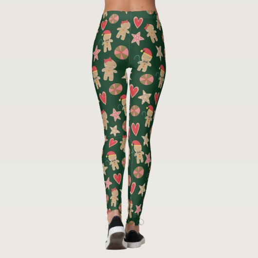 Leggings Pain d'épices vert Homme Coeurs de biscuits Étoile (Dos)