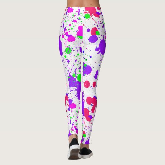 Leggings Paint Neon Splatz violet vert Fuchsia (Dos)