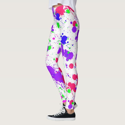 Leggings Paint Neon Splatz violet vert Fuchsia (Gauche)