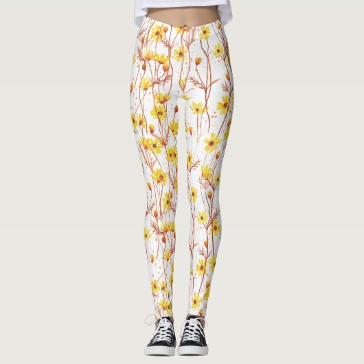 Leggings Painted Yellow Daisies (Devant)