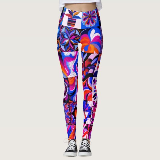 Leggings Paire d'art abstrait patchwork moderne personnalis (Devant)