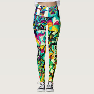 Leggings Paire d'art de patchwork abstrait moderne personna
