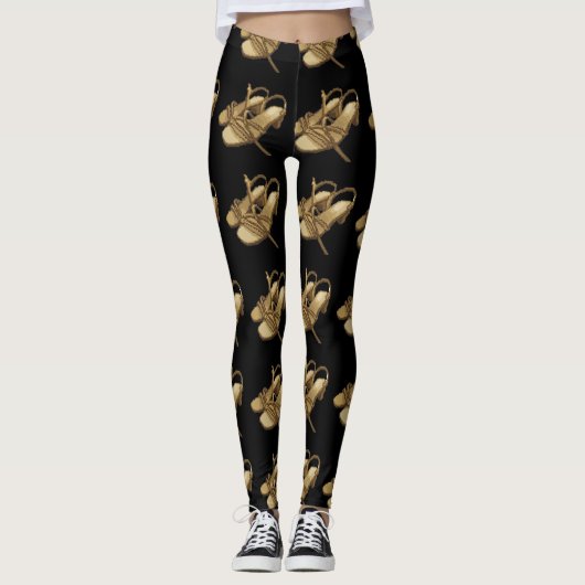 Leggings Paire de talons dorés pixelisés (Devant)