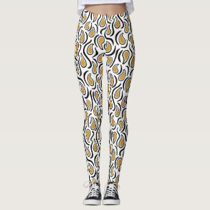 Leggings Paisley Abstrait 230523 - Golden Brown, B&W