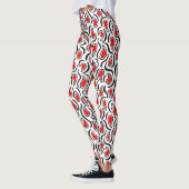 Leggings Paisley Abstrait 230523 - Rouge, noir et blanc (Gauche)