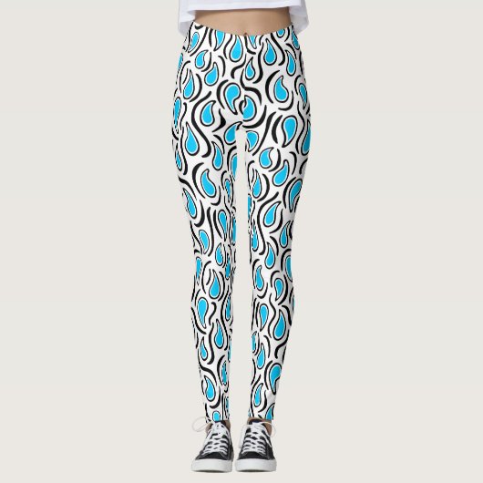 Leggings Paisley Abstrait 230523 - Sky Blue, B&W (Devant)