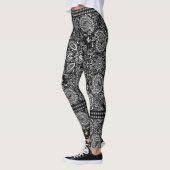 Leggings Paisley Bandana Boho noir et blanc (Gauche)