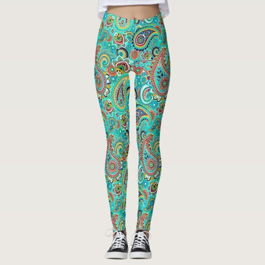 Leggings Paisley coloré moderne (Devant)