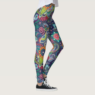 Leggings Paisley motif floral de Neon Multicolor
