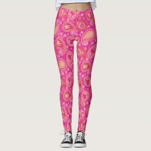 Leggings Paisley motif joli pantalon rose élégant