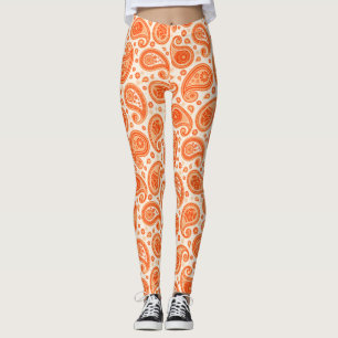 Leggings Paisley motif orange élégant pantalon de yoga