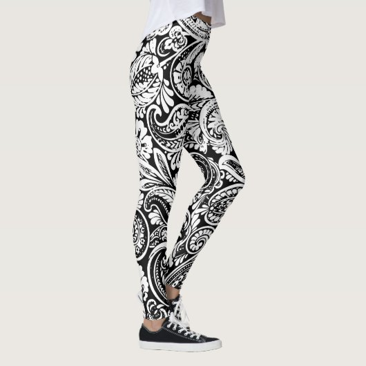Leggings Paisley noir et blanc énorme (Droite)