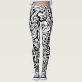 Leggings Paisley noir et blanc énorme (Devant)