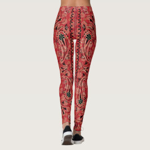 Leggings Paisley Ouest Bandana Rouge Imprimée