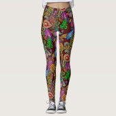 Leggings Paisley sur le rouge foncé (Devant)