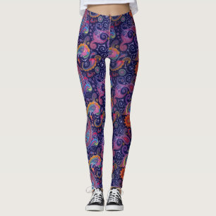 Leggings Paisley violet rose