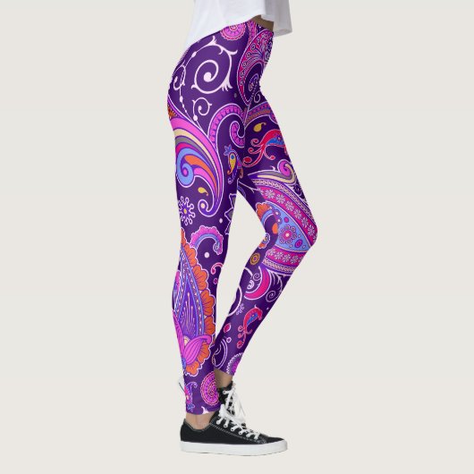 Leggings Paisley violet rose (Droite)