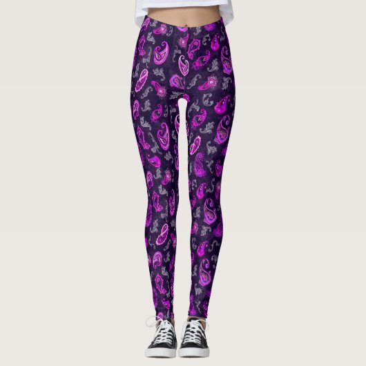 Leggings Paisley violet vintage (Devant)