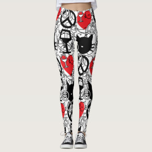 Leggings Paix, amour, vin et chats