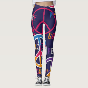 Leggings Paix hippie : Conception de symboles vibrants.