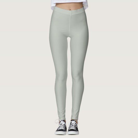 Leggings Pale Grey Vert Couleur Solide Paires Une Aube Tran (Devant)