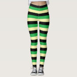 Leggings Pale Jaune, Noir et Vert<br><div class="desc">art numérique Abstrait de rayures jaune pâle, noir et vert.</div>
