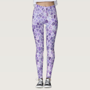 Leggings Pale Lilas Et Violet Pavé Patchwork Terrazo Pa