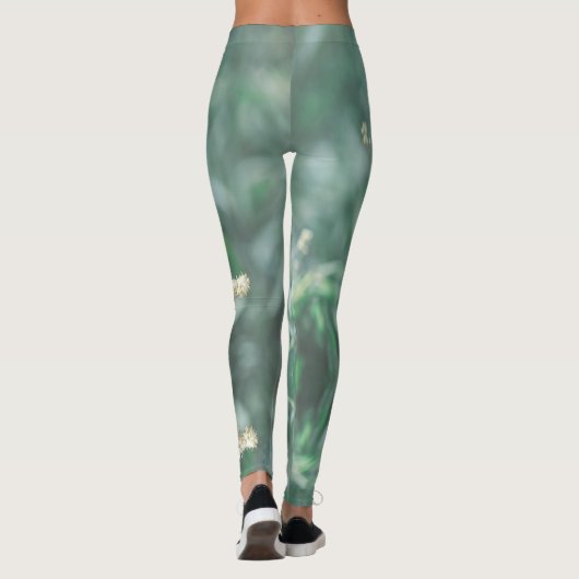 Leggings Pale Pastel Vert Jaune Fleurs de prairie Fluide Lé (Dos)