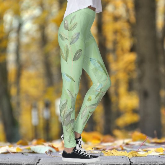 Leggings Pale vert classique et feuillage