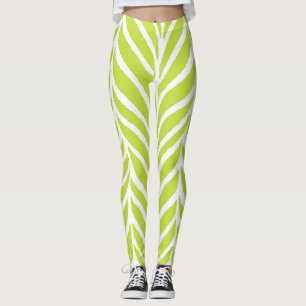 Leggings Palm Feuille Motif Chartreuse Green