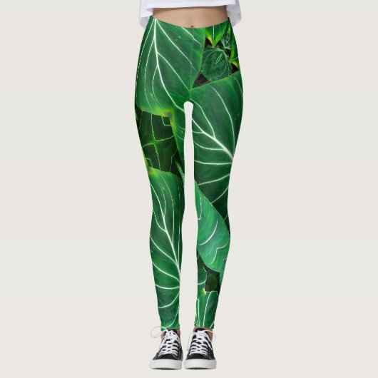 Leggings Palm Leaf, feuillage tropical, forêt tropicale (Devant)