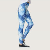 Leggings Palm Leaf Print, Cobalt, blanc et bleu ciel (Droite)