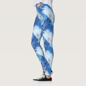 Leggings Palm Leaf Print, Cobalt, blanc et bleu ciel (Gauche)