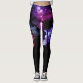 Leggings Palm Tree Beach Espace Galaxy Star Répéter noir (Devant)