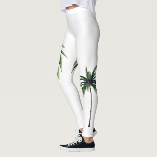 Leggings Palm Tree Green White Vibes été mode femmes (Gauche)