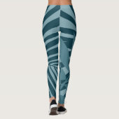 Leggings palme & feuille tropicale abstrait en gris vert bl (Dos)
