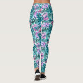Leggings Palme rose et Turquoise Tropical & Monstera Feuill (Dos)