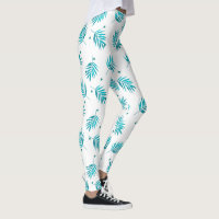 Palmier tropical bleu-vert et blanc motif feuille