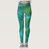 Leggings Palmier Tropical Feuille Jungle Green (Devant)