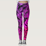 Leggings Palmier tropical violet rose sombre feuille motif<br><div class="desc">Soyez à la pointe dans ces légendes graphiques superbes d'un feuille de palmiers tropicaux turquoise, violet et rose et sombre sur un arrière - plan noir. Faites du sport, faites des courses, ou juste traînez dans ces leggings super étonnants qui sont sûrs de faire une déclaration de mode partout où...</div>