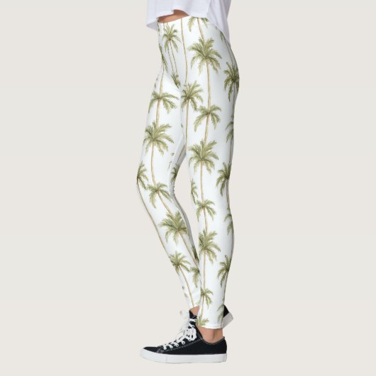 Leggings Palmiers blancs verts tropicaux (Gauche)