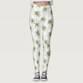 Leggings Palmiers blancs verts tropicaux (Devant)