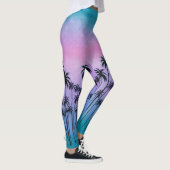 Leggings Palmiers mauves-turquoise (Droite)