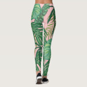 Leggings Palmiers tropicaux Feuilles Motifs à pattes roses (Dos)
