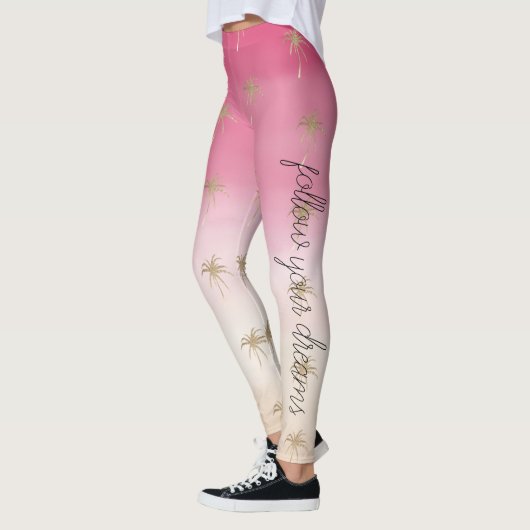 Leggings Palmiers tropicaux Peach Or Pink Ombre (Gauche)