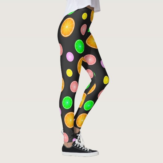 Leggings Pamplemousse citron orange motif de fête d'été (Droite)